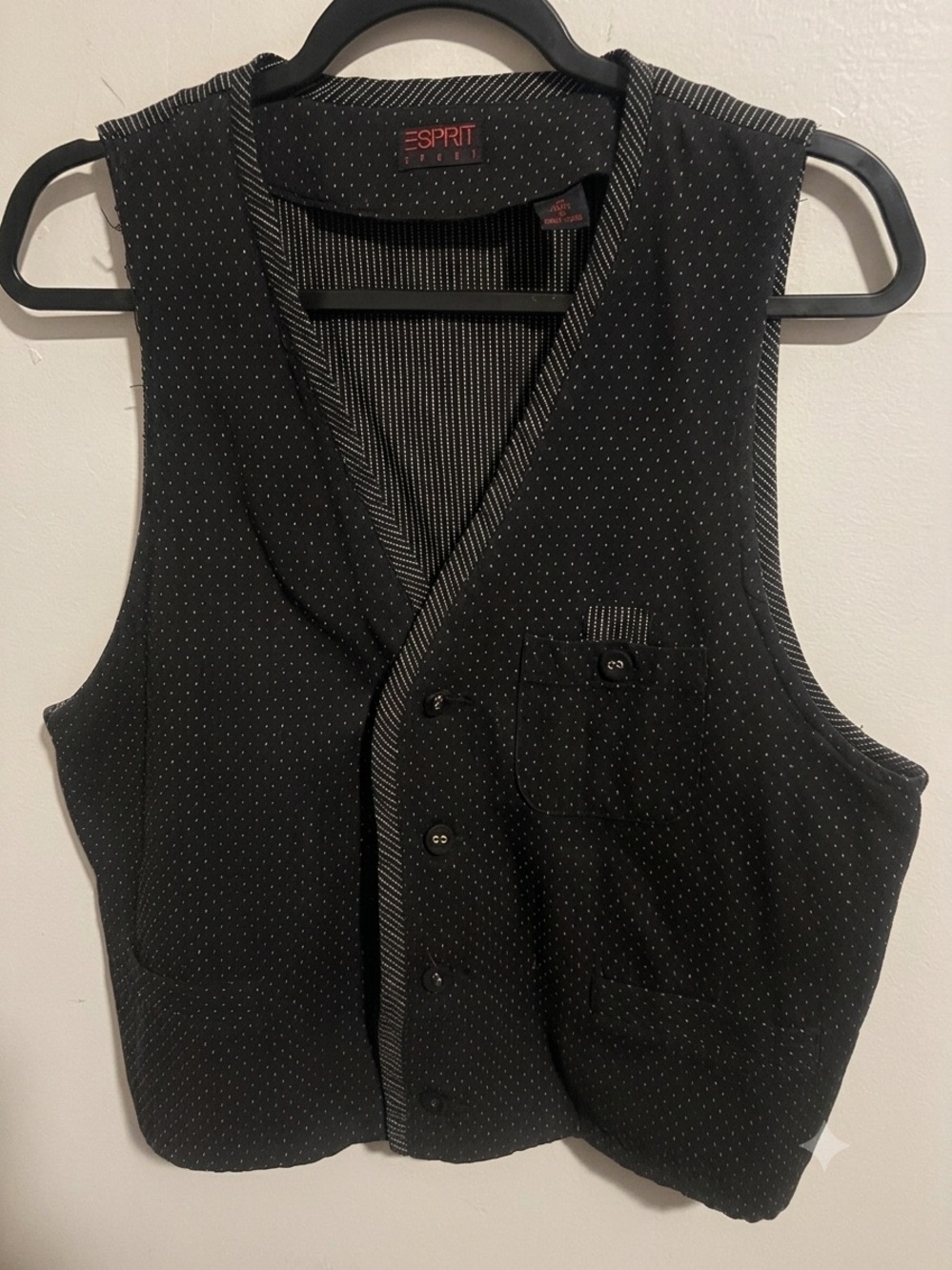 Vintage 90s Esprit Sport Micro-Polka Dot Cotton Vest - Size Medium